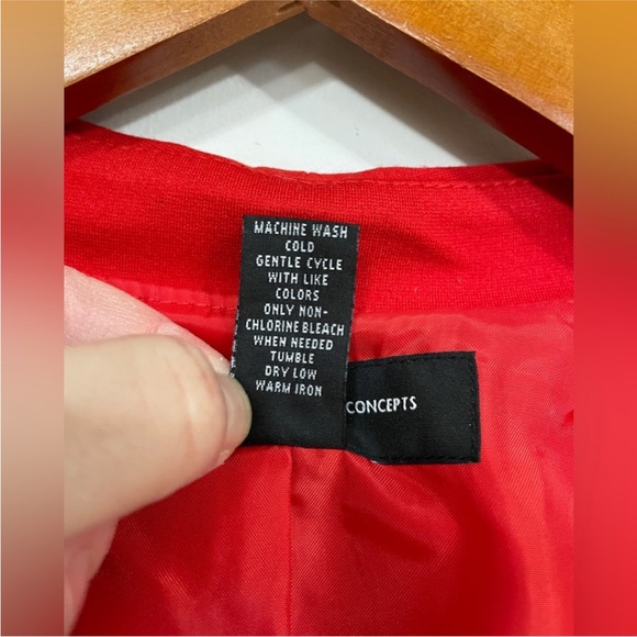 LIKE NEW - INC Red Ruffle Coat - M - Picture 6 of 6